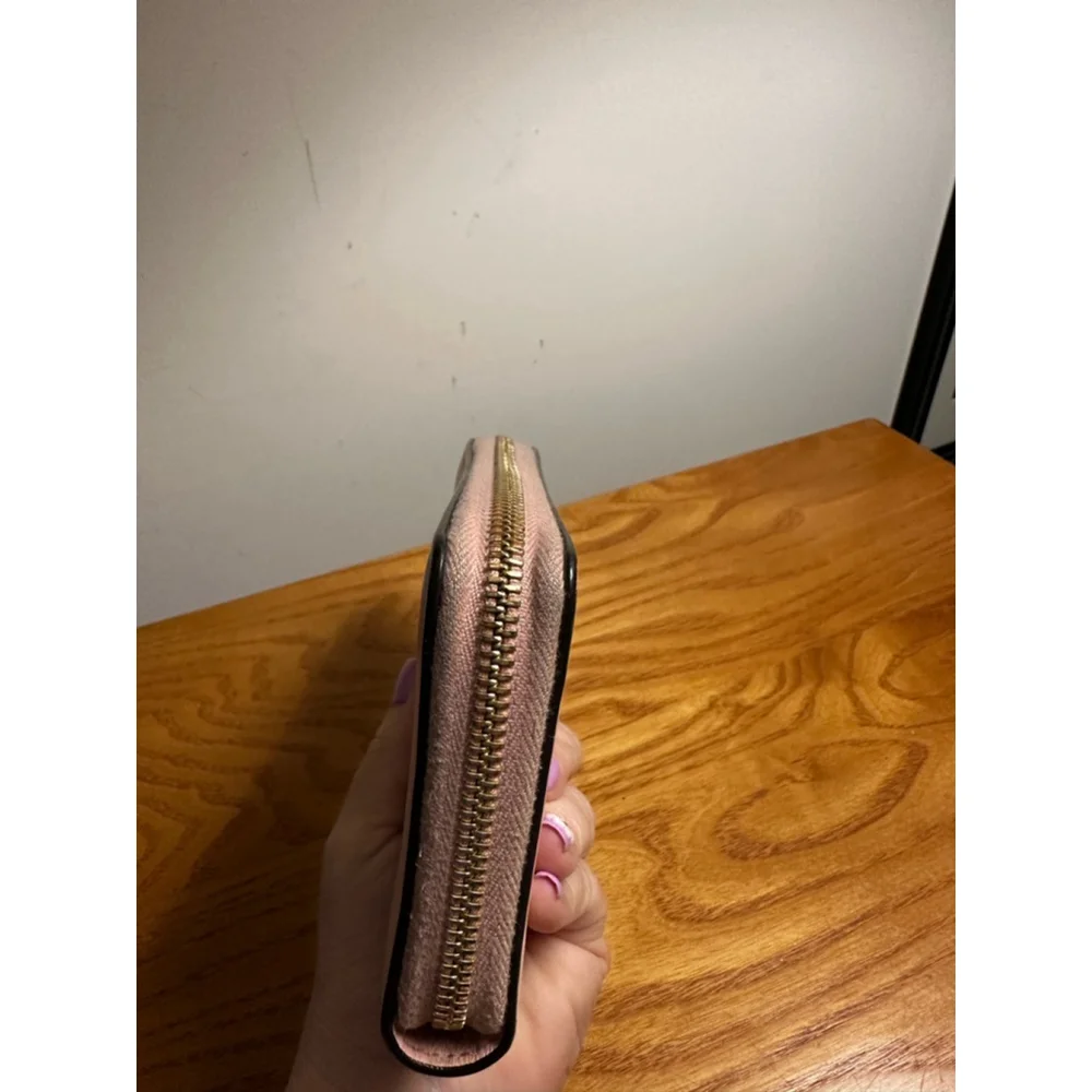 Gucci Pink Leather Long Zip Wallet w/ Bamboo Zipper Pull